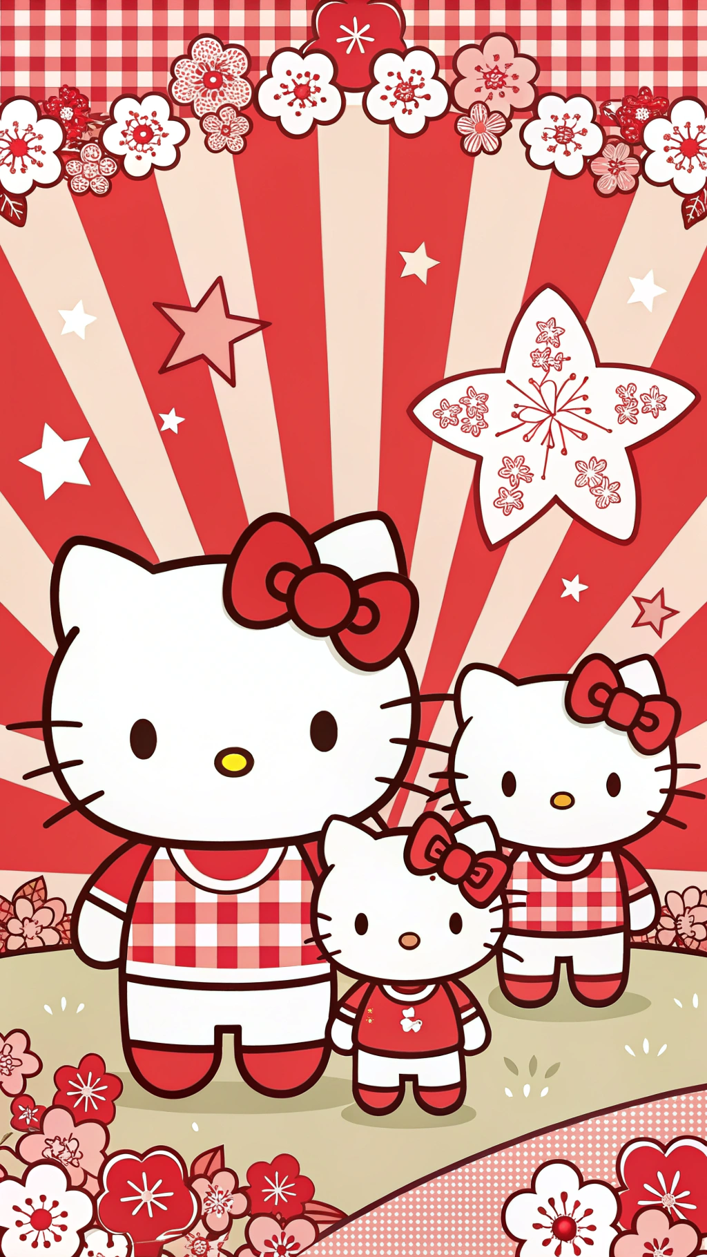 Hello Kitty Gia Đình Phong Cách Bùng Nổ Hình nền