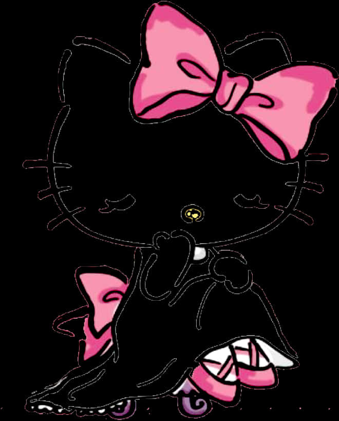 Hello Kitty hình bóng đen với nơ hồng Hình nền