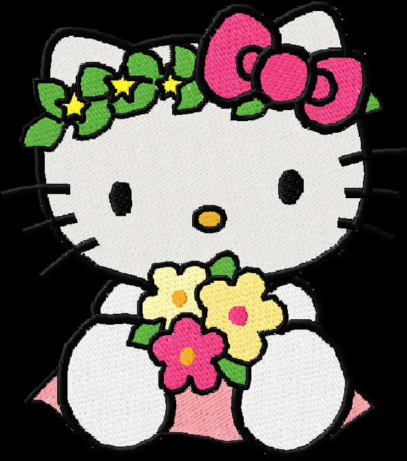 Hello Kitty Hoa Thêu Hình nền