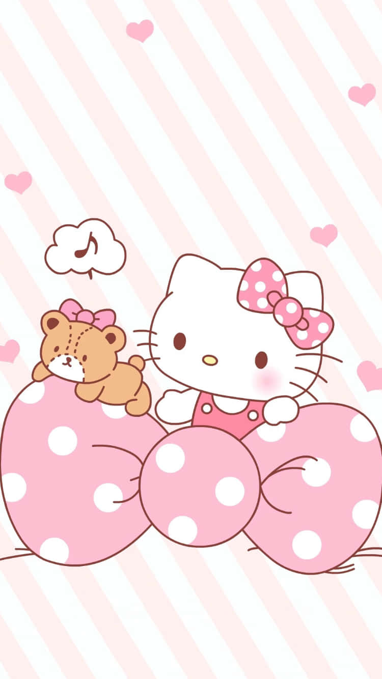 Hello Kitty hồng dễ thương với ruy băng chấm bi