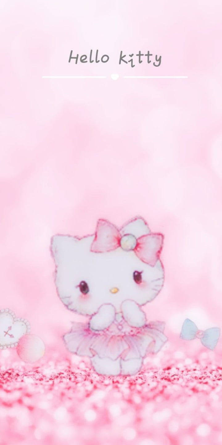 Hello Kitty Hồng Mộng Mơ Với Phông Nền Mờ Ảo Hình nền