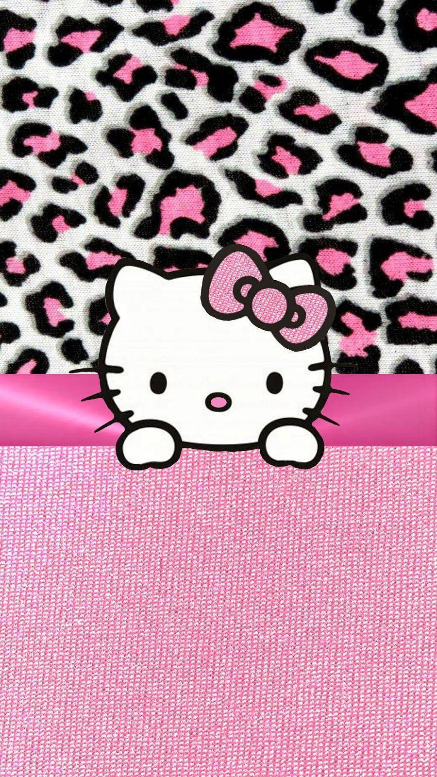 Hello Kitty màu hồng với họa tiết da báo Hình nền