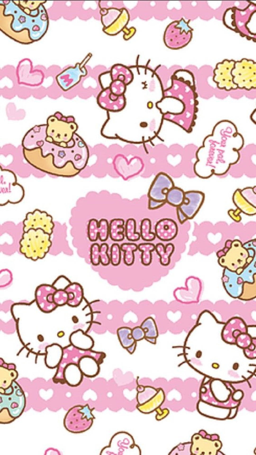 Hello Kitty màu hồng với đồ họa ẩm thực