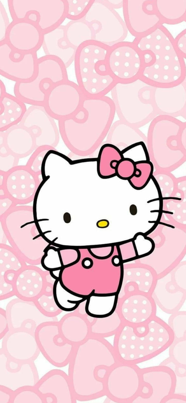 Hello Kitty màu hồng với những chiếc nơ khác nhau Hình nền