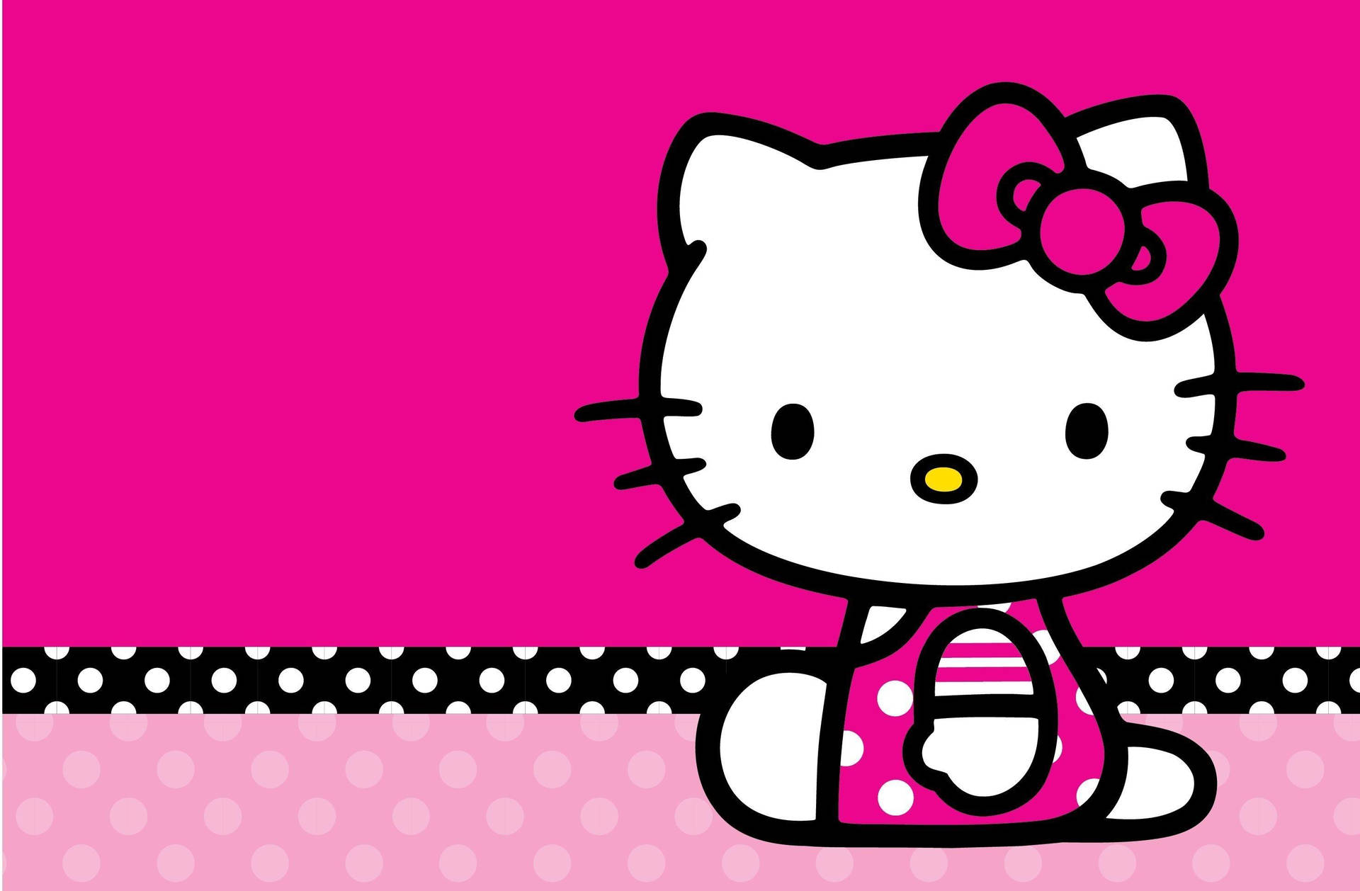 Hello Kitty màu hồng trên nền có ô phân cách