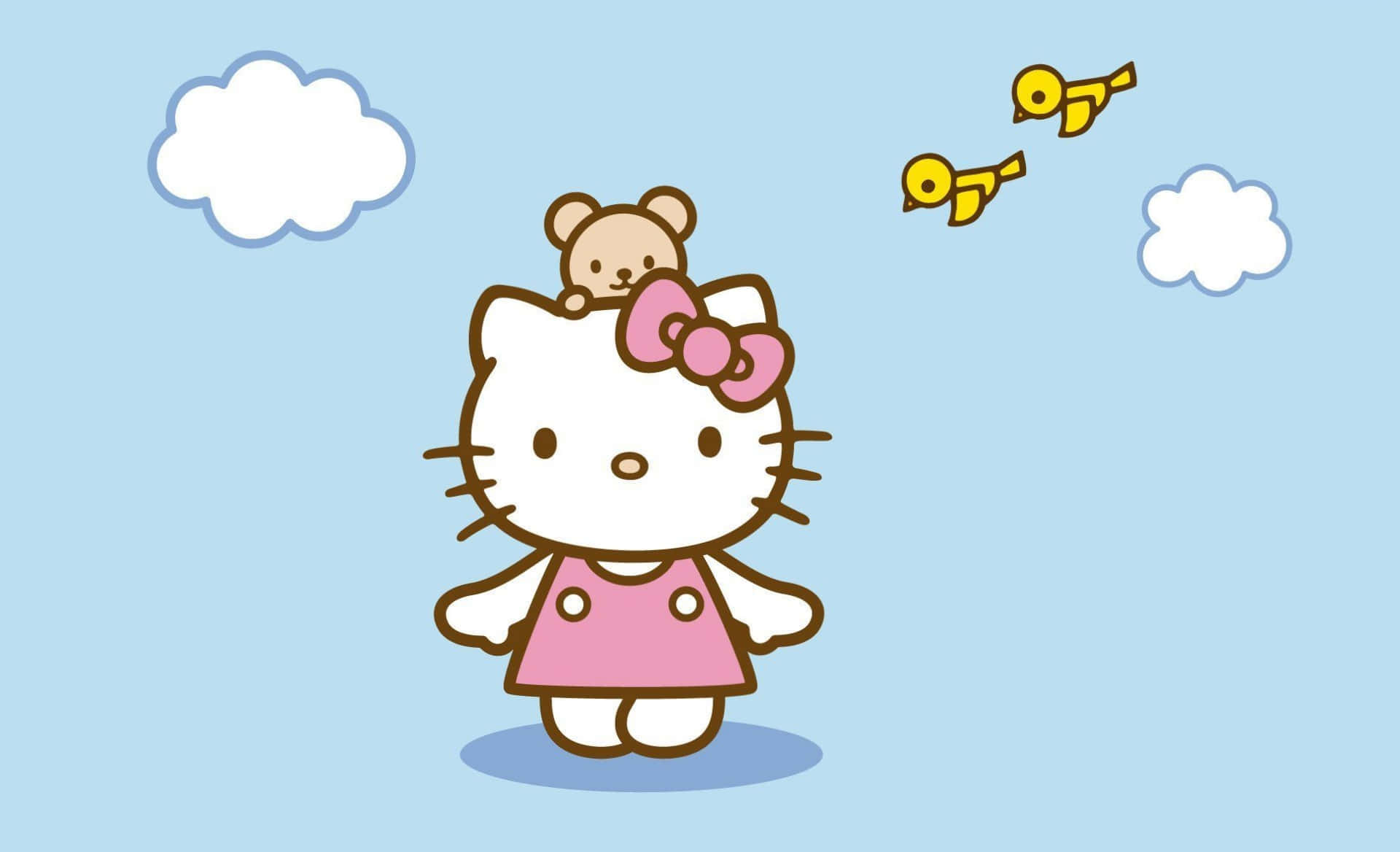 Hello Kitty Máy Tính Xách Tay Chim Và Mây Hình nền