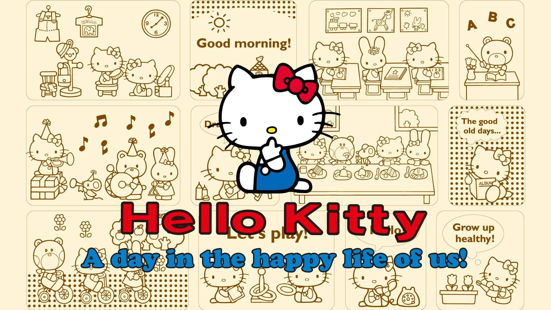 Hello Kitty Nền Beige Thẩm Mỹ Hình nền