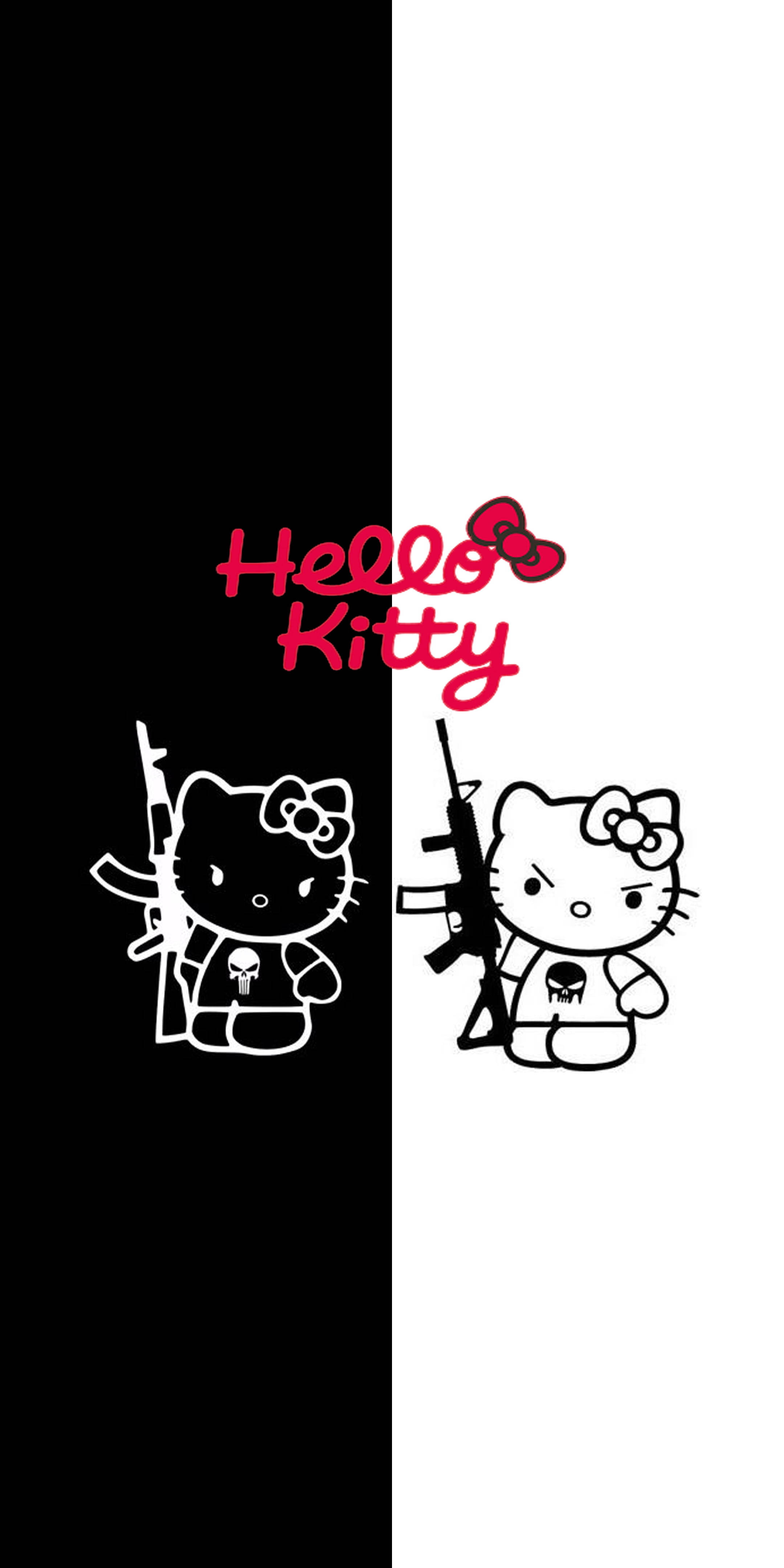 Hello Kitty Trắng Đen Nổi Giận Hình nền