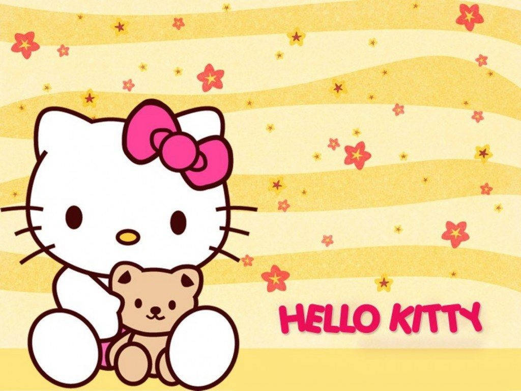 Hello Kitty trên nền vàng dễ thương