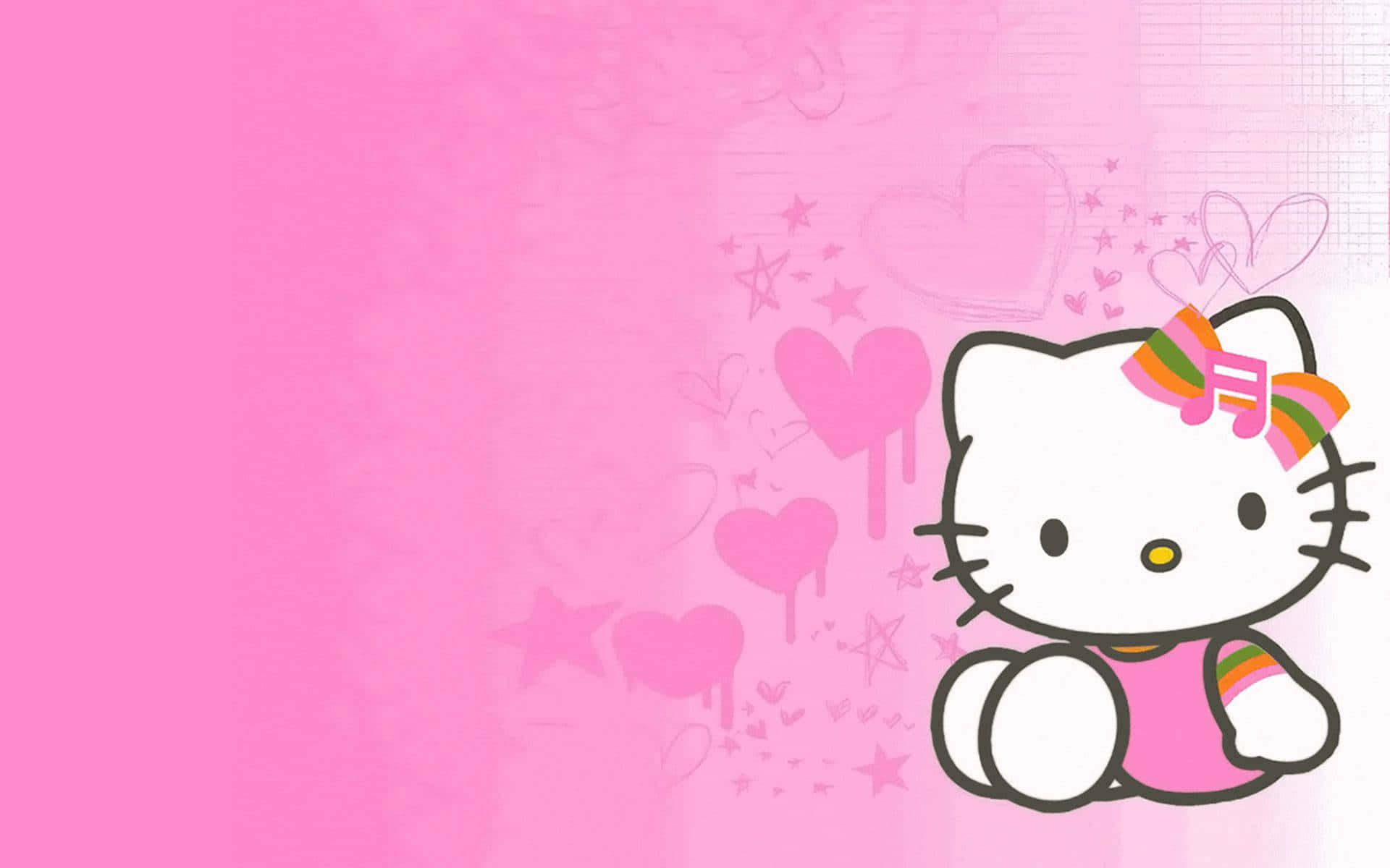 Hello Kitty Với Nơ Màu Cam Và Xanh Lá Hình nền
