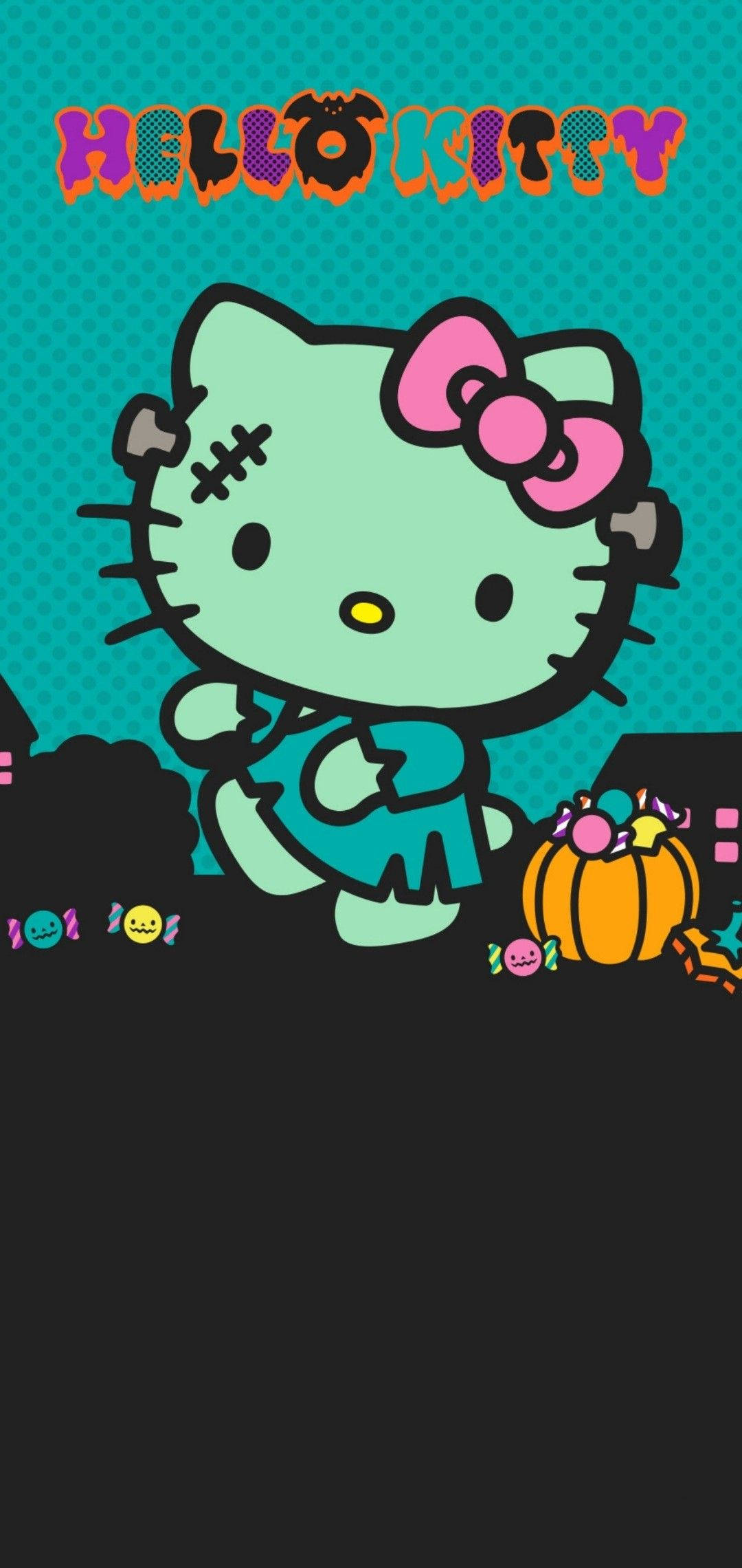 Hello Kitty Xanh Zombie Halloween Hình nền