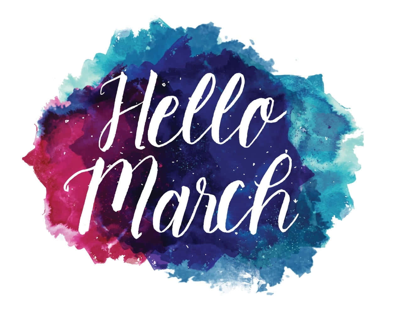 Hello March Tranh Màu Nước Bầu Trời Hình nền