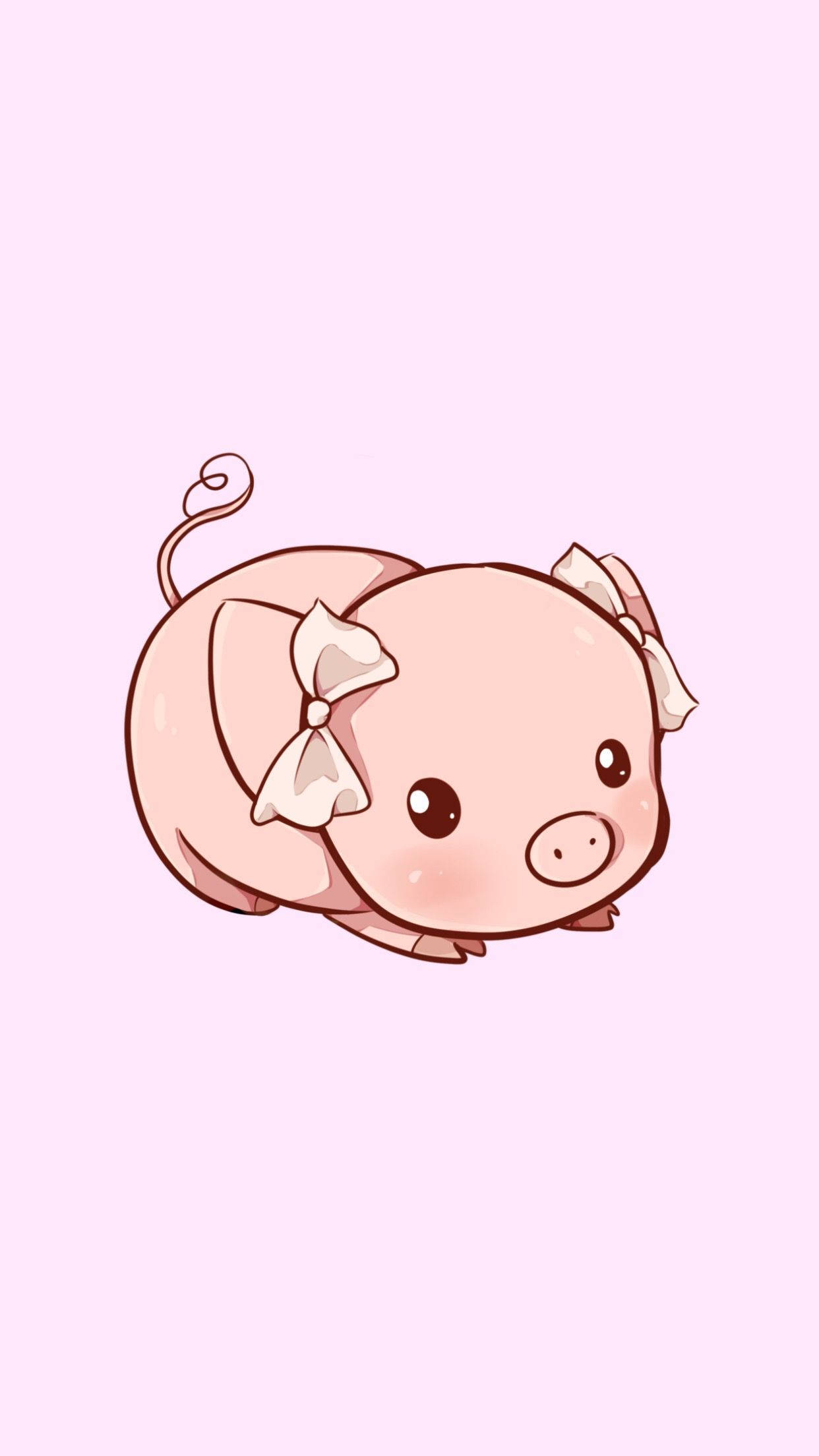Heo Dễ Thương Với Nơ Hồng Hình nền