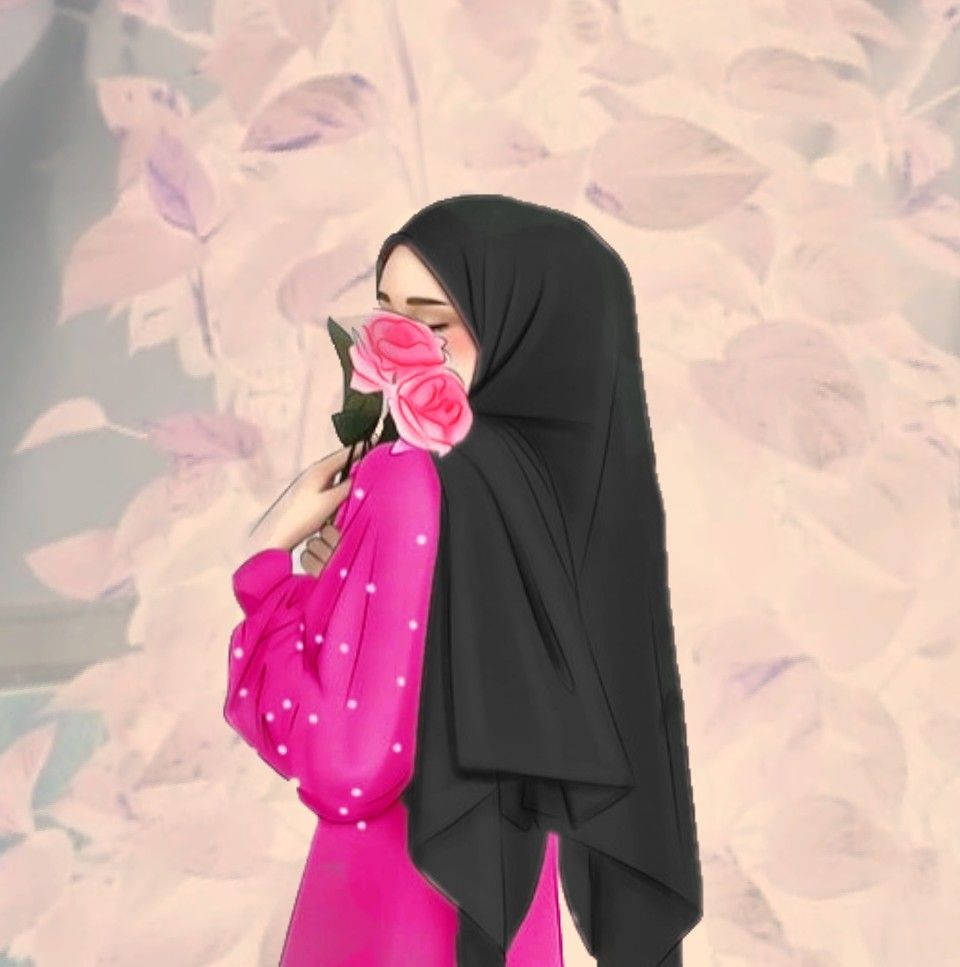 Hijab Phim Hoạt Hình Hoa Hồng Hồng Hình nền