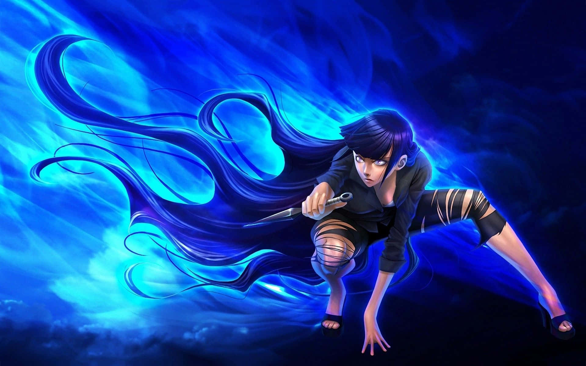 Hinata Hyuga Naruto Neon Xanh Nghệ Thuật Số Hình nền