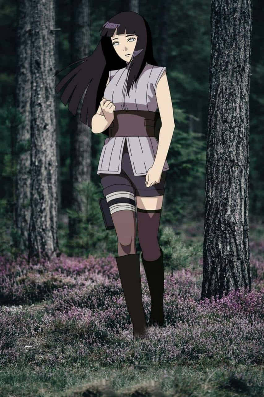 Hinata Uzumaki một mình trong rừng Hình nền