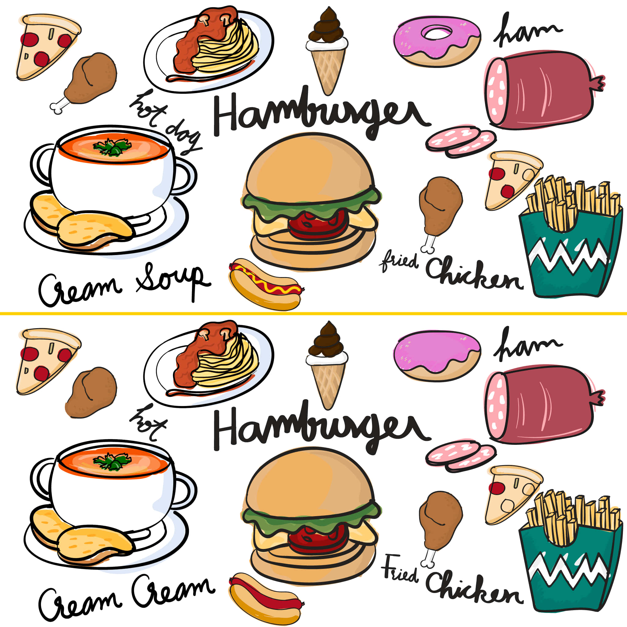 hình ảnh bánh hamburger, khoai tây chiên và súp Hình nền