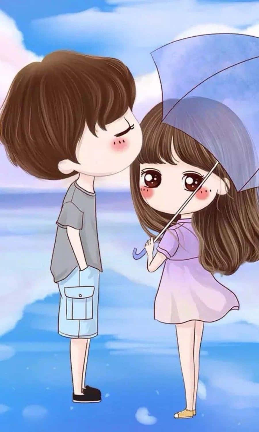 Hình Ảnh Cặp Đôi Hoạt Hình Hôn Nhau Hình nền