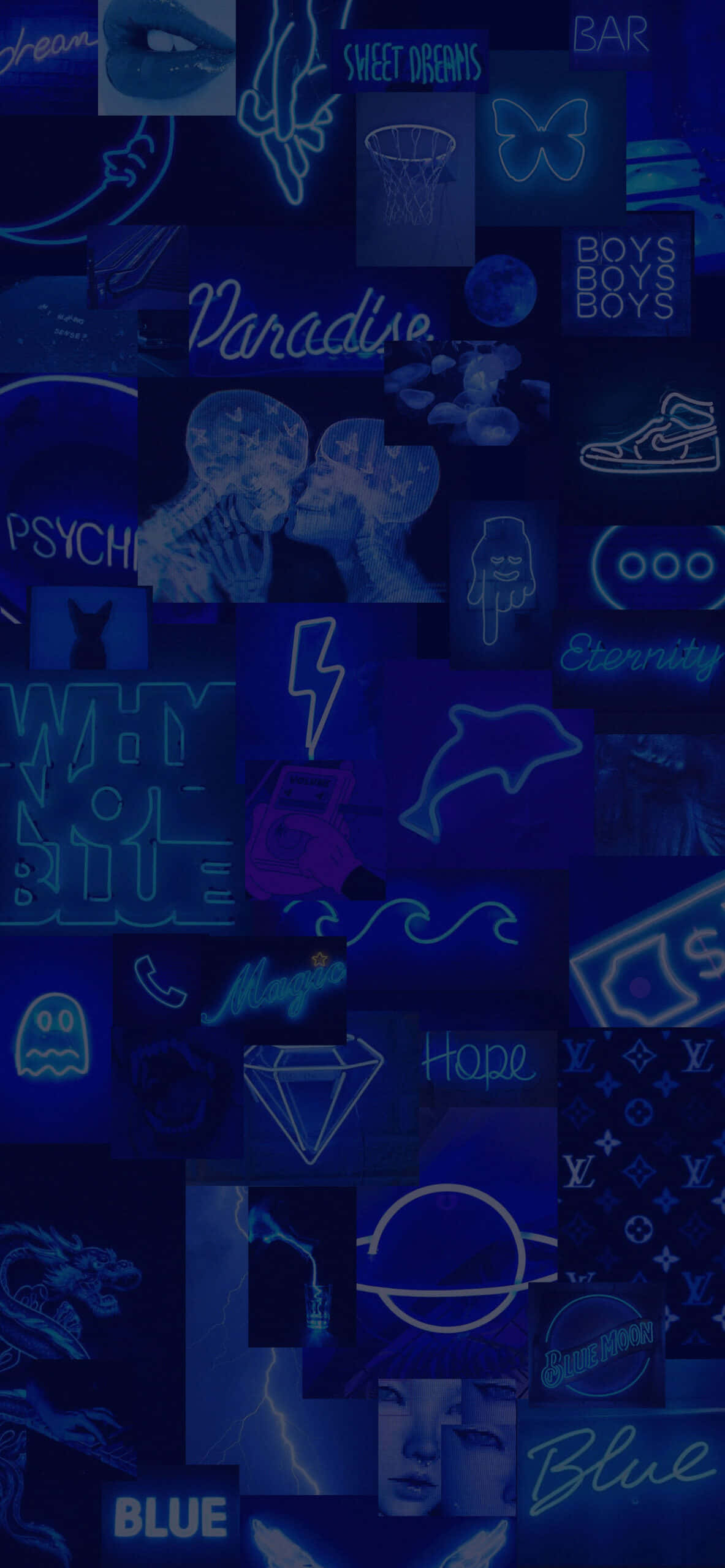 Hình ảnh đèn neon xanh dương tối đầy thẩm mỹ Hình nền
