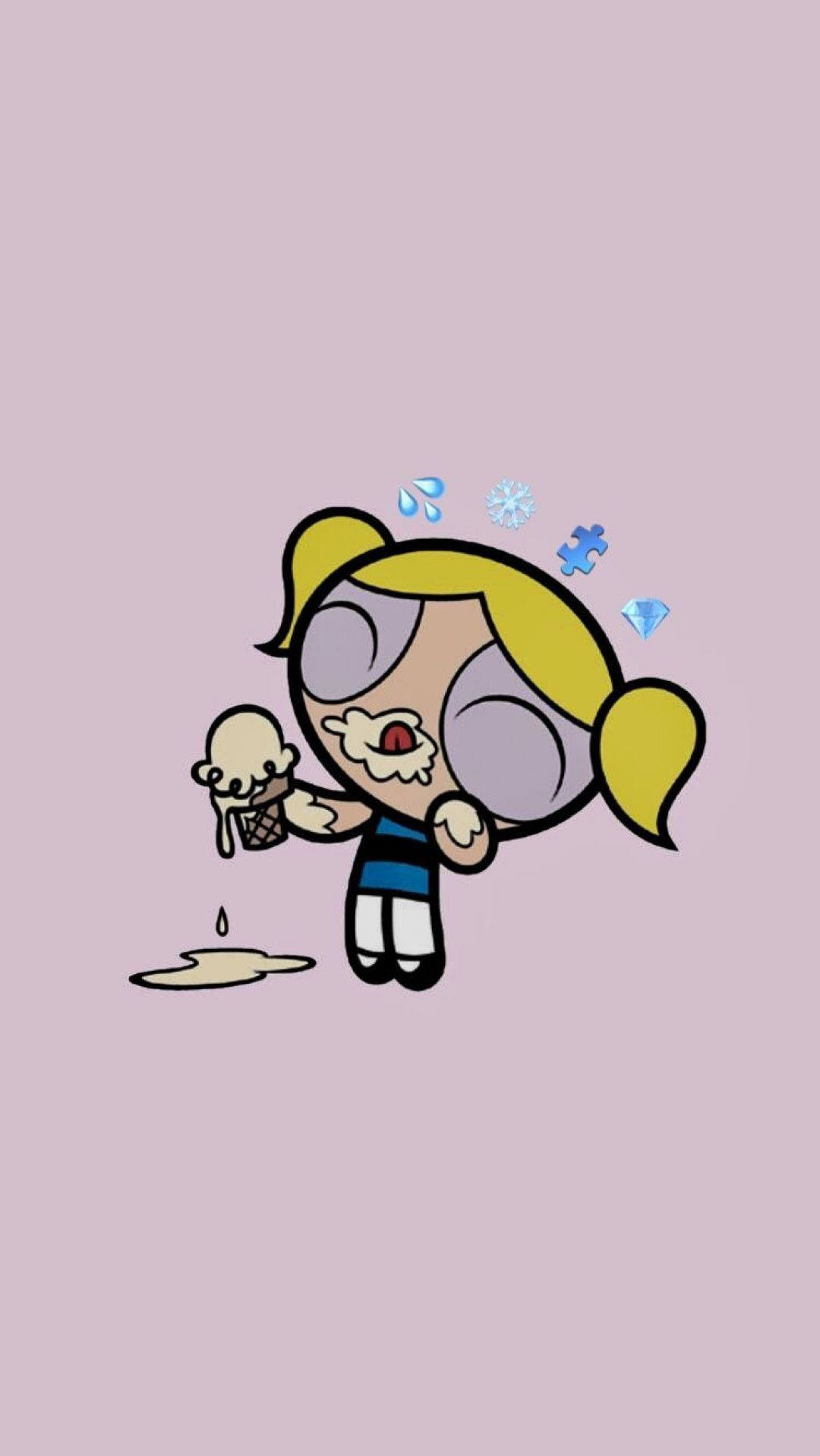 Hình ảnh hoạt hình thẩm mỹ của Bubbles trong Powerpuff Girls Hình nền