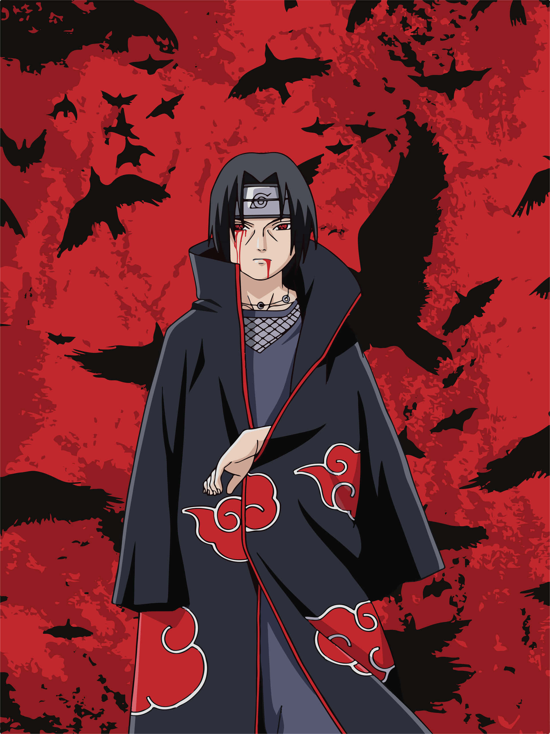 Hình ảnh Itachi Uchiha cùng đàn quạ bay Hình nền