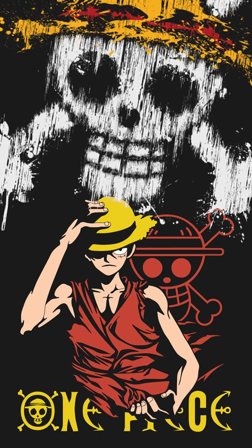 Hình ảnh Luffy và biểu tượng đầu lâu hải tặc One Piece Hình nền