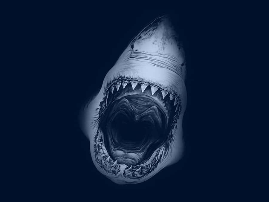 Hình ảnh Megalodon gầm rú phong cách xanh Hình nền