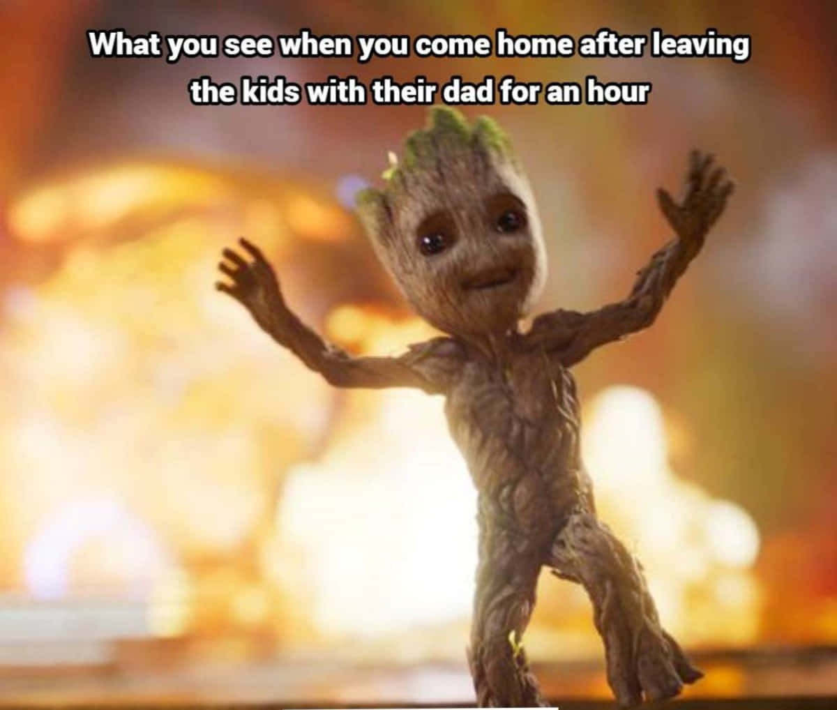 Hình ảnh meme Marvel hài hước về Vệ Binh Dải Ngân Hà Groot nổ tung Hình nền