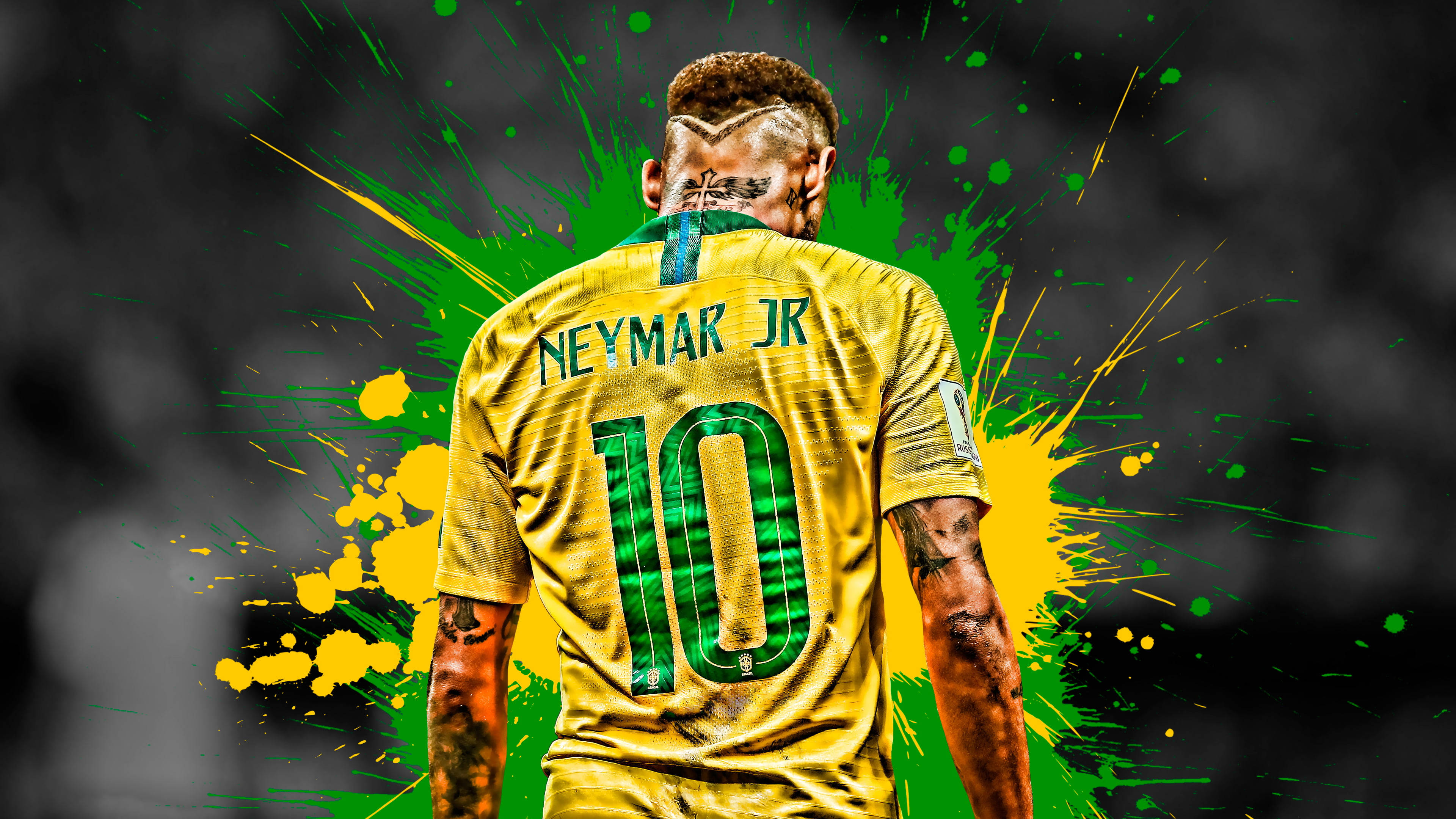 Hình ảnh Neymar Jr. 4K sống động với nền sơn bắn tung tóe Hình nền