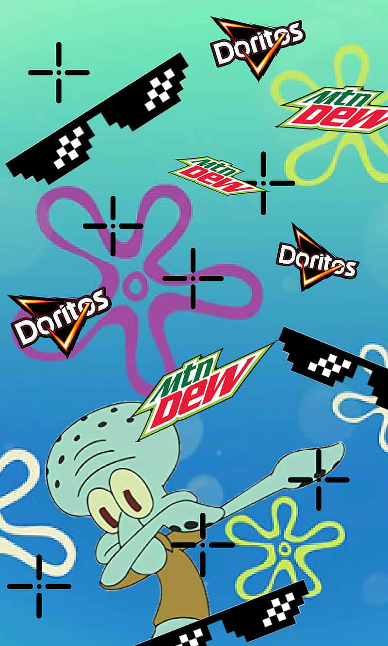 Hình ảnh nhãn dán nghệ thuật Spongebob kỳ quặc Hình nền