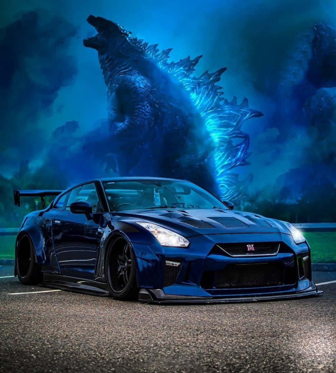 Hình ảnh Nissan R35 Gtr màu xanh Godzilla Hình nền