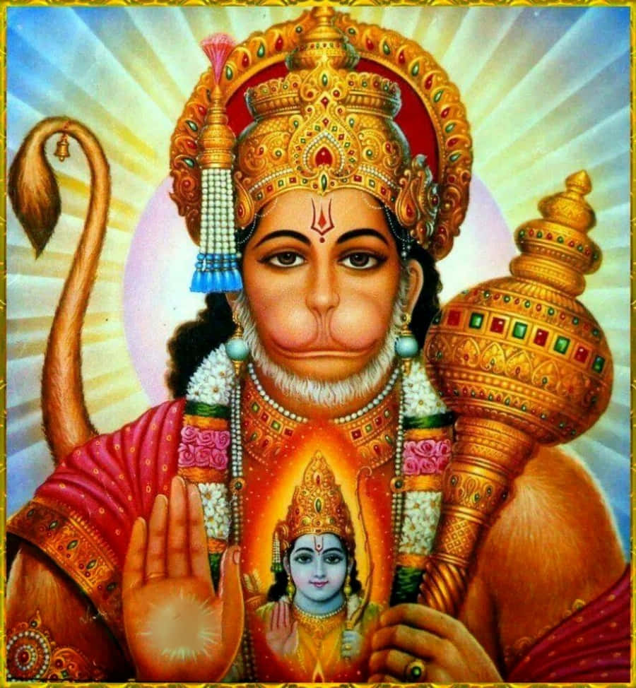 Hình Ảnh Thần Hindu Hanuman Cầm Chùy Hình nền