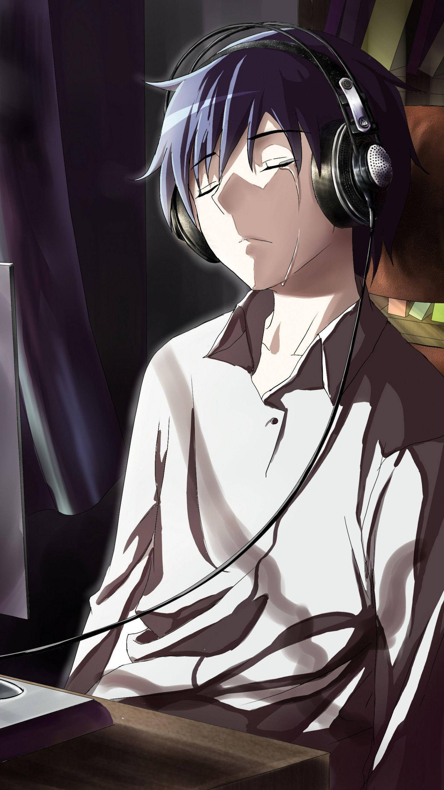 Hình đại diện anime dễ thương chàng trai đang khóc Hình nền