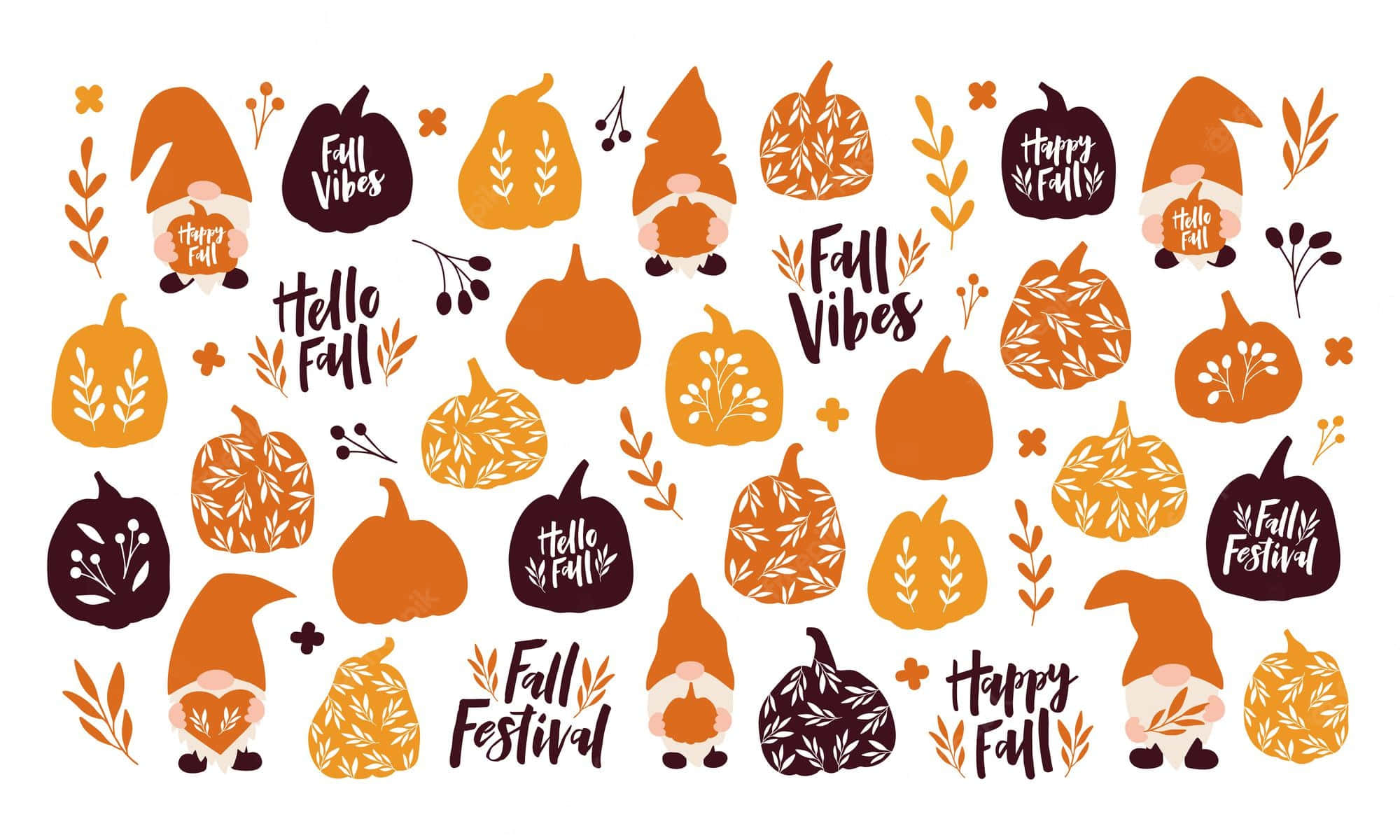 Hình minh họa Halloween với họa tiết mùa thu dễ thương Hình nền