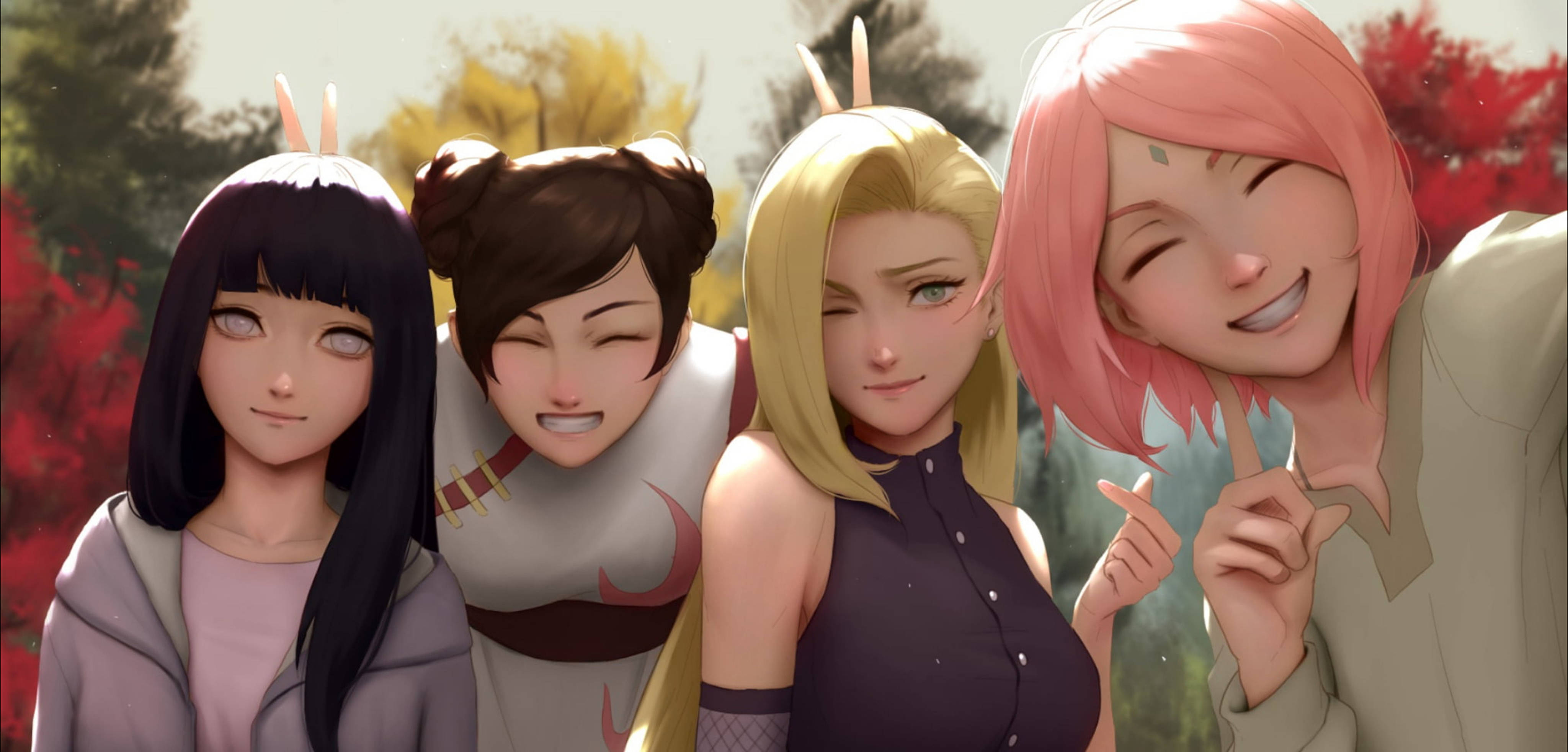 Hình nền 4K sống động với các nhân vật nữ biểu tượng của Naruto Hình nền