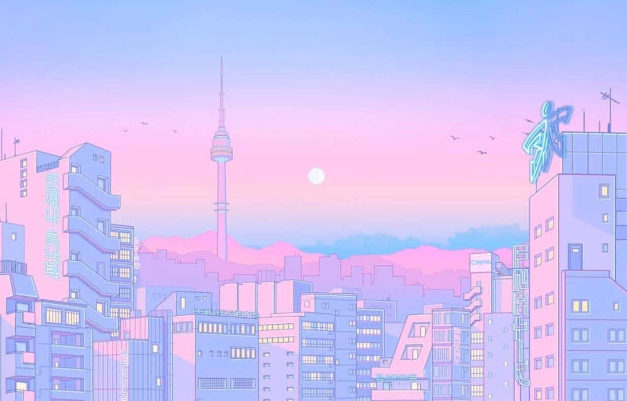 Hình nền Anime Aesthetic màu hồng Hình nền