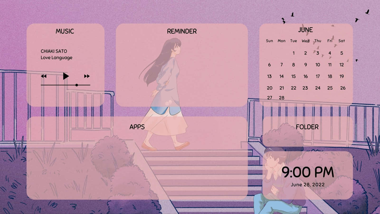 Hình nền anime màu hồng đẹp Hình nền