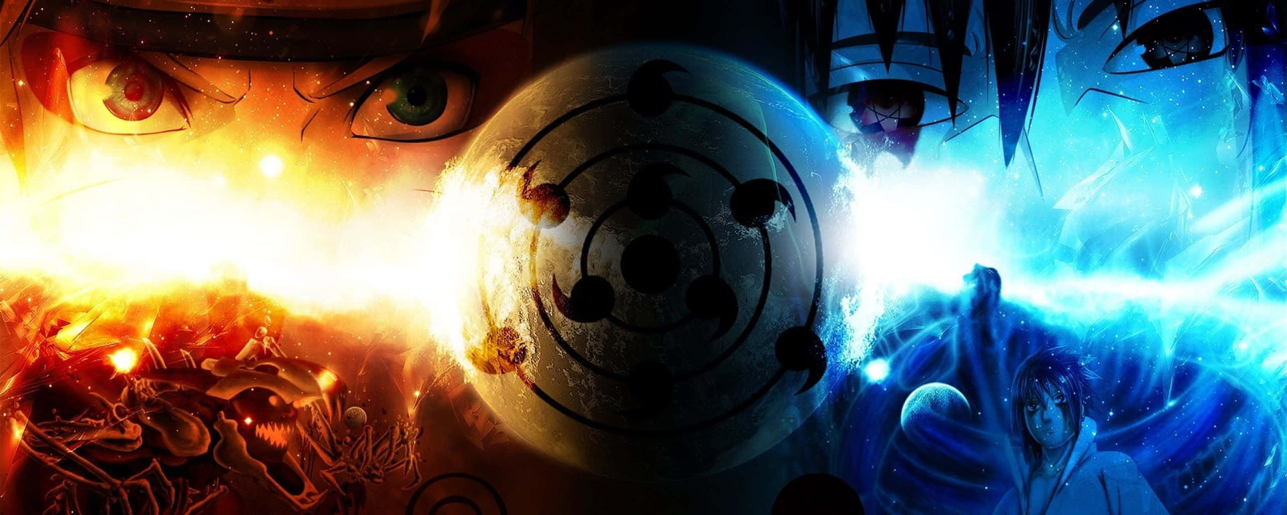 Hình nền Anime Naruto VS Sasuke Sharingan cho màn hình kép Hình nền