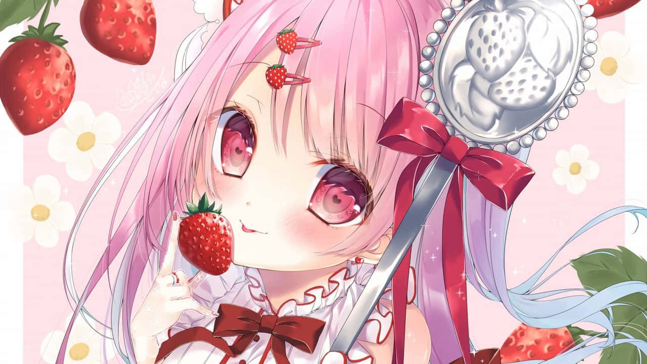 Hình nền Anime phong cách thẩm mỹ màu hồng Hình nền