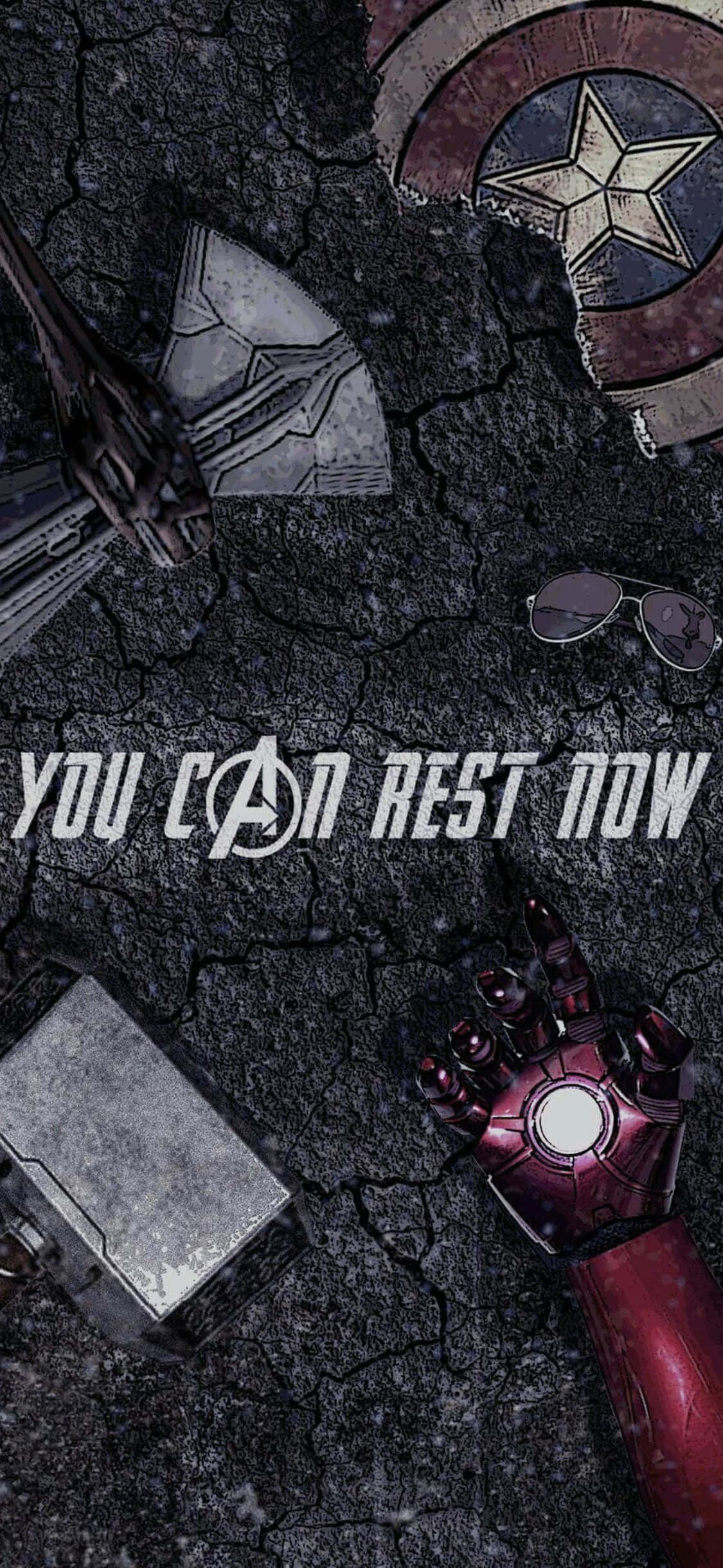 Hình nền Avengers iPhone XS với câu thoại phim 'Anh có thể nghỉ ngơi rồi' Hình nền