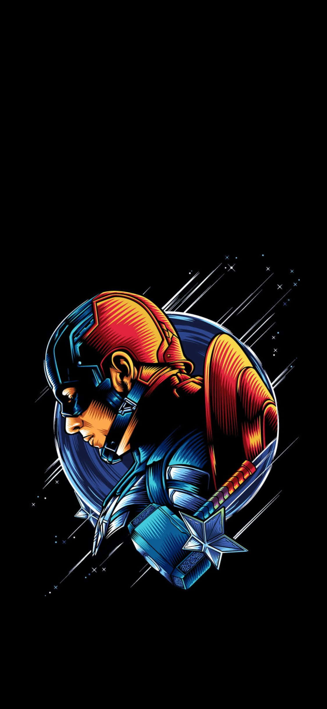 Hình nền Avengers iPhone XS với nghệ thuật số Captain America Hình nền