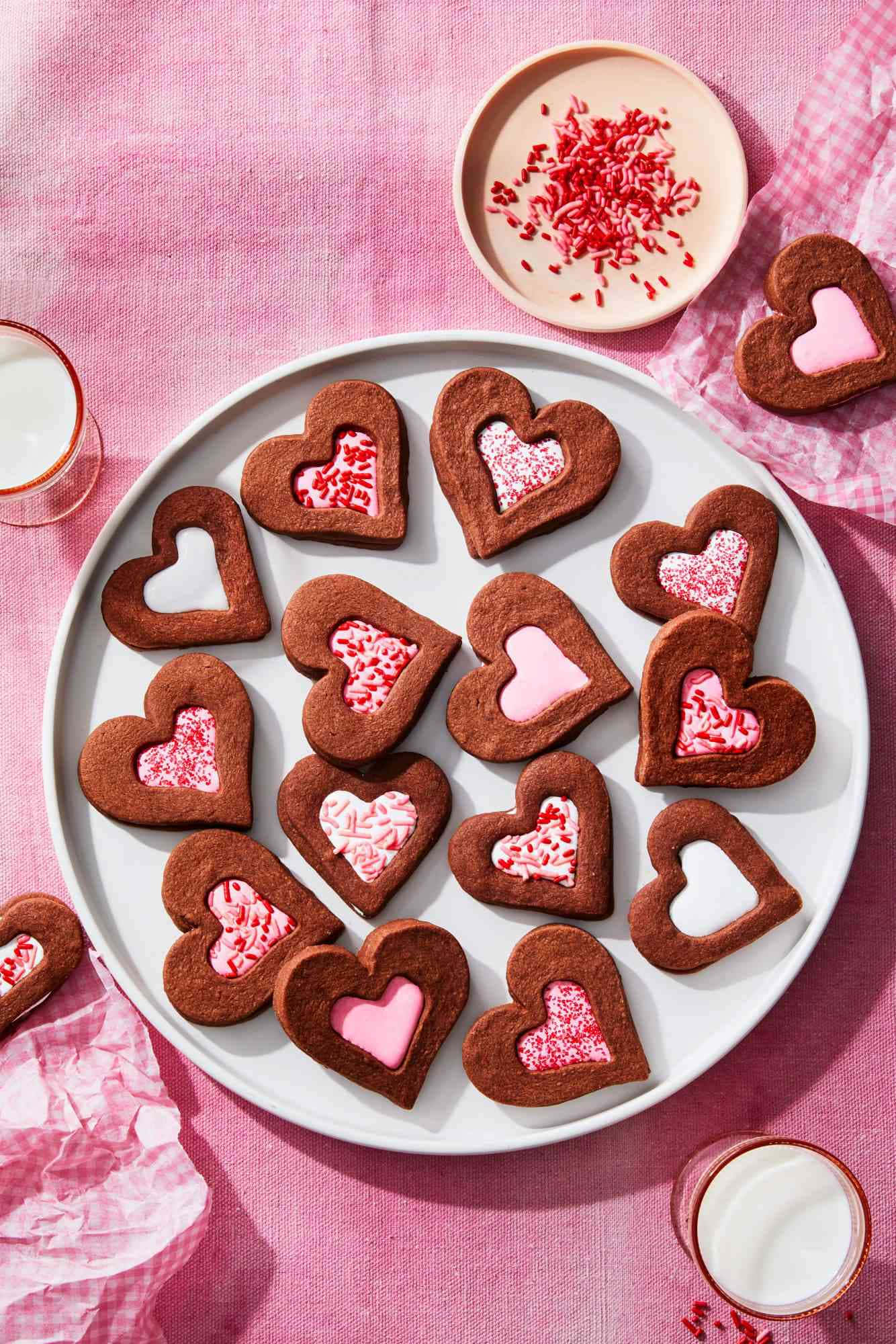 Hình nền bánh quy hình trái tim màu hồng ngày Valentine Hình nền