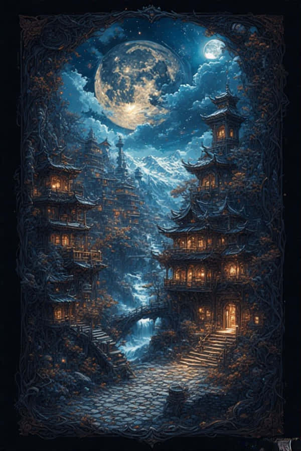 Hình nền Cảnh đêm Tây Tạng phong cách Gothic 4K Hình nền