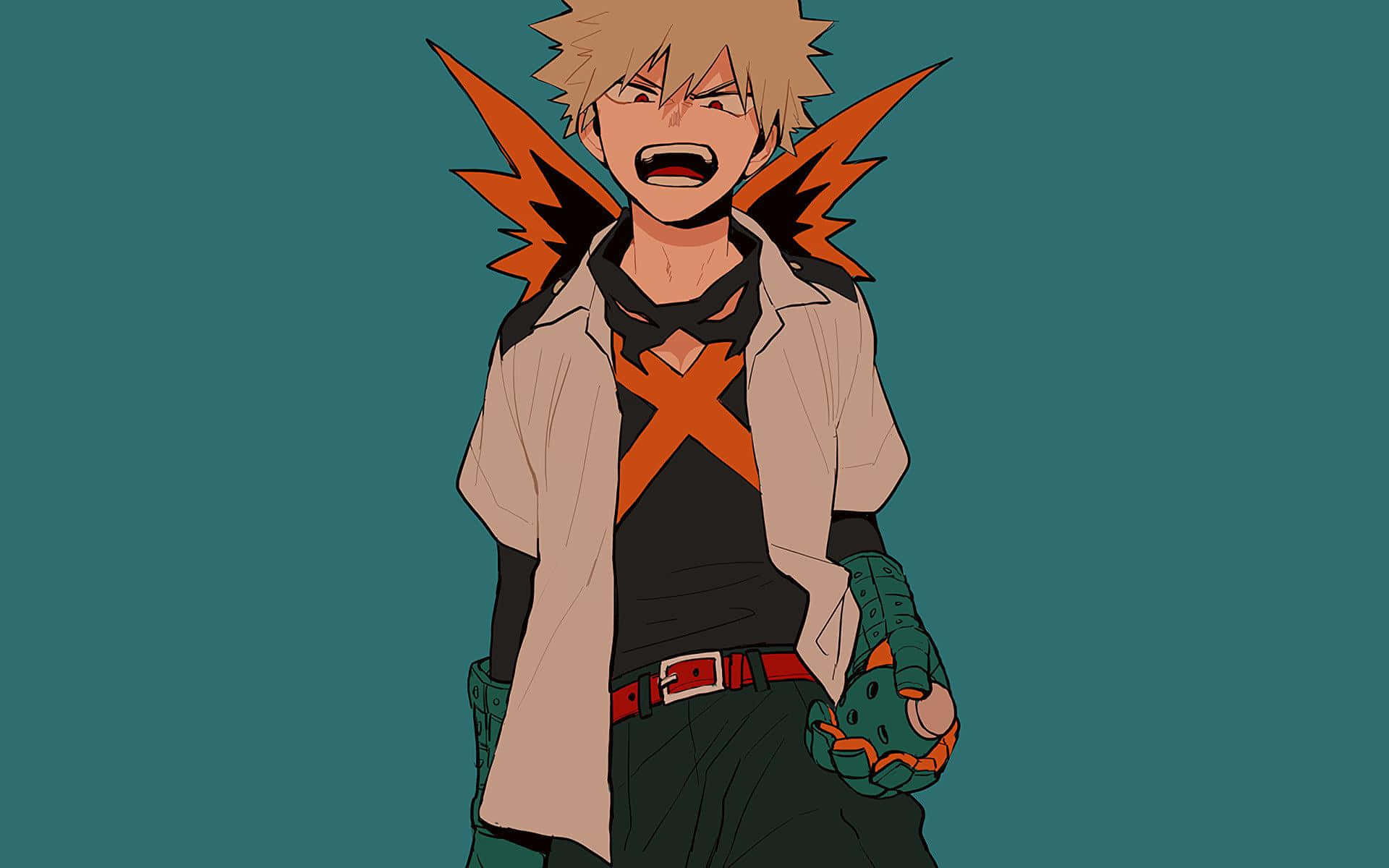 Hình nền Desktop Aesthetic Bakugou Nền Xanh Hình nền