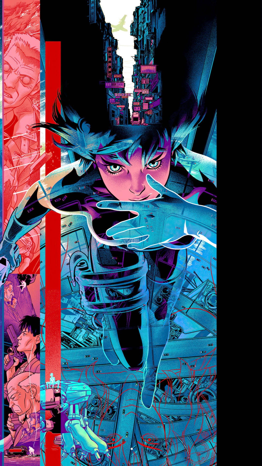 Hình nền điện thoại anime ngầu Ghost In The Shell trừu tượng Hình nền