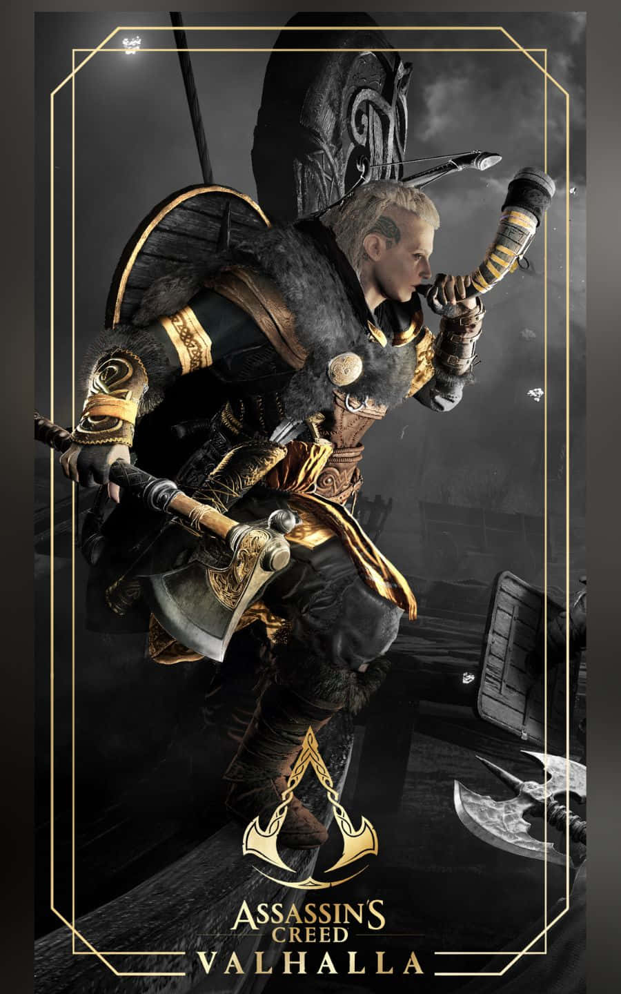 Hình nền Eivor thổi tù và 1440p Assassin's Creed Valhalla Hình nền