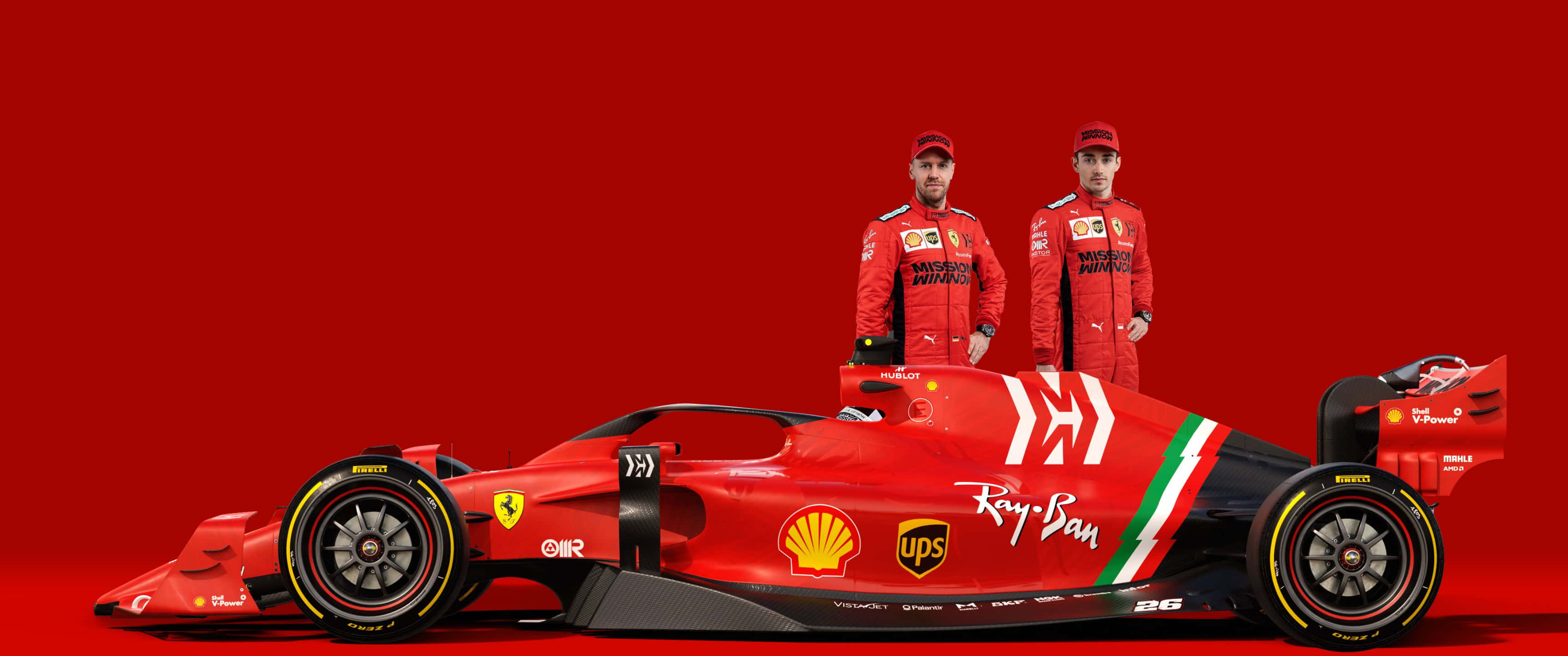 Hình nền Ferrari 3440x1440p với các tay đua Scuderia Hình nền
