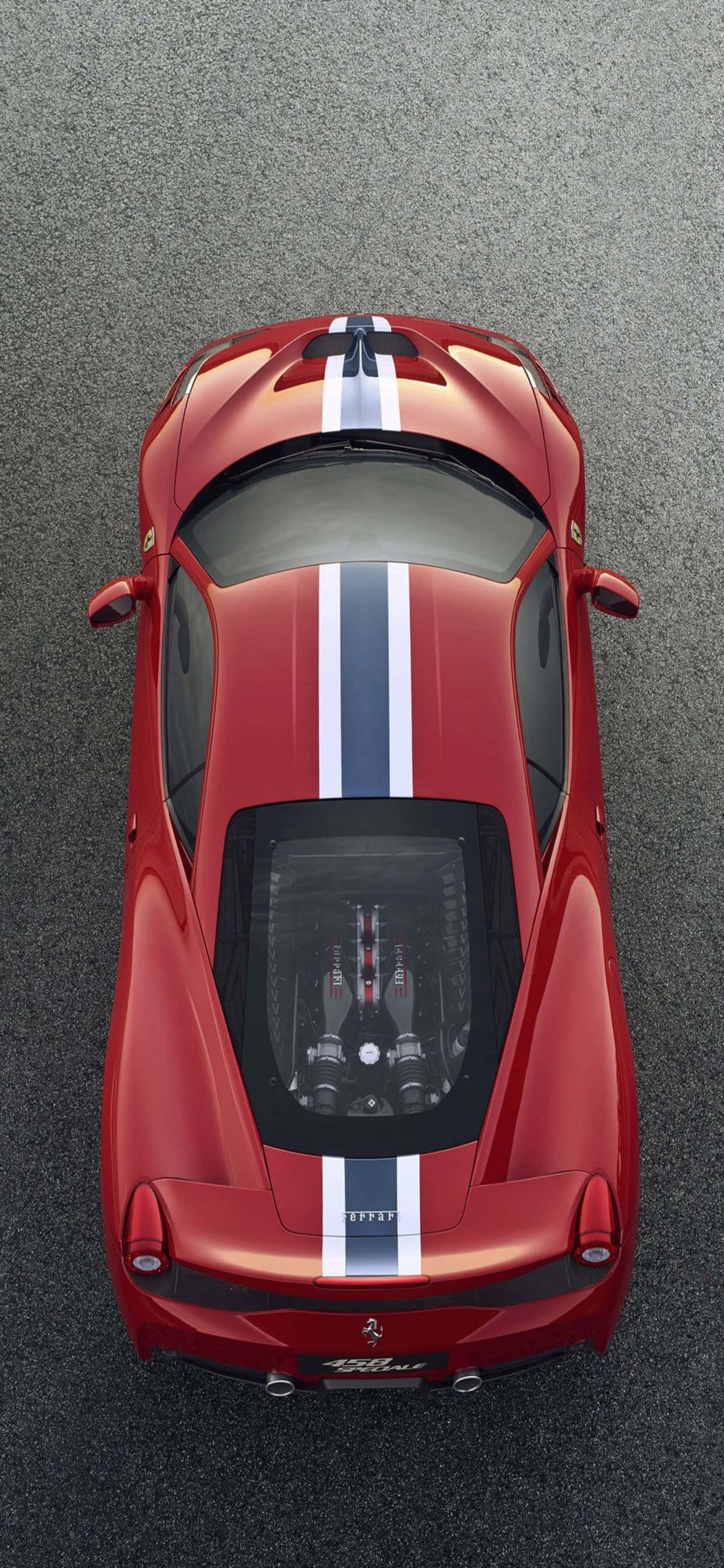 Hình nền Ferrari Đỏ cho iPhone Xs Max – Ferrari 458 Speciale 2014 có Sọc Hình nền