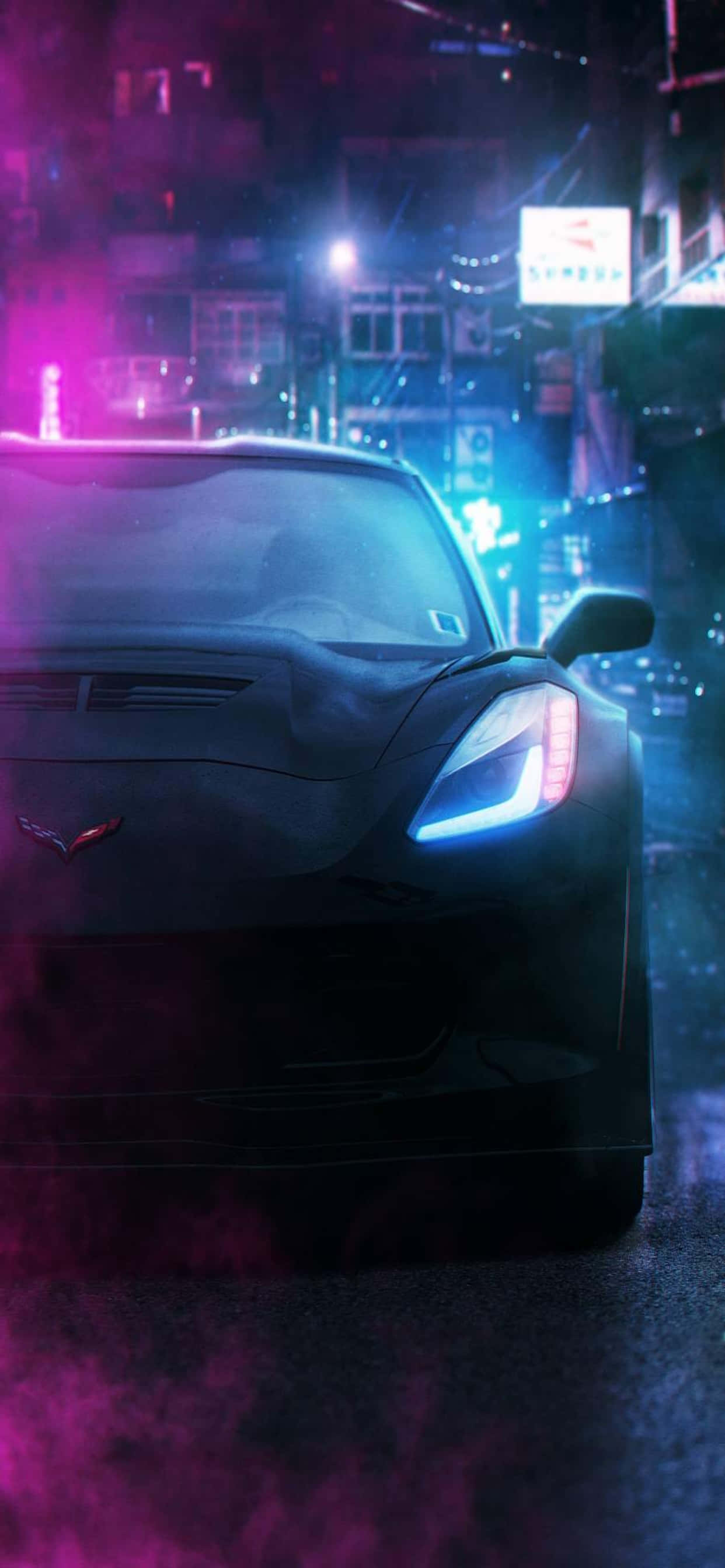 Hình nền Ferrari Đen với Khói Tím cho iPhone Xs Max Hình nền