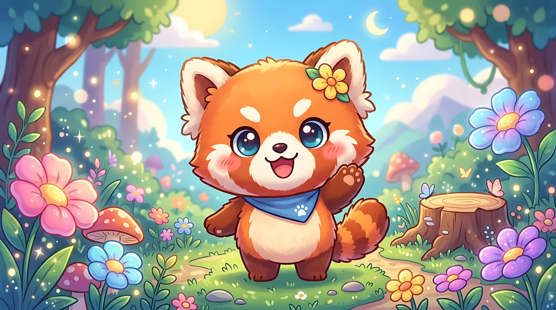 dễ thương,gấu trúc,gấu trúc đỏ,hoạt hình,kawaii,chibi,động vật,nhân vật,động vật dễ thương,động vật hoạt hình,đáng yêu,phấn màu,nhiều màu sắc,kỳ ảo,rừng,thiên nhiên,tranh minh họa,thẩm mỹ,hình nền,4k
